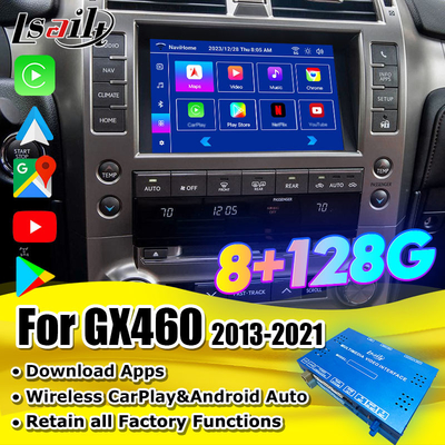 8+128GB Android 11 Lexus Video Interface voor GX460 2014-2021 Inclusief draadloos CarPlay, Android Auto