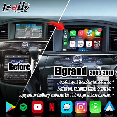 Het draadloze CarPlay-Autoscherm Van verschillende media voor Nissan Elgrand Patrol, Armada Infiniti QX met GPS-Navigatie, Android-Auto