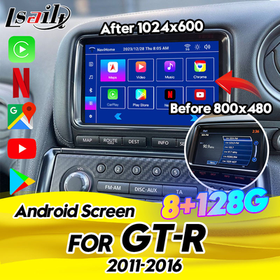 Lsailt 8GB Android Multimedia Scherm voor GT-R 2011-2016 Inclusief draadloos CarPlay, Android Auto, Spotify, YouTube