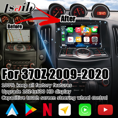 Nissan 370z niet-destructief HD-scherm Youtube draadloze carplay android auto-upgrade
