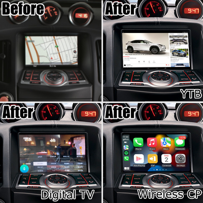 Nissan 370z niet-destructief HD-scherm Youtube draadloze carplay android auto-upgrade