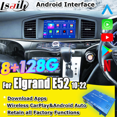 Android 13 8G Android Smart Infotainment Module voor Nissan Elgrand E52 2010- Inclusief CarPlay, YouTube, hoofdsteun scherm