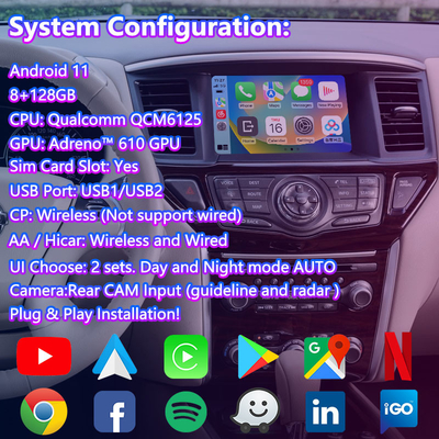 Lsailt Android-video-interface voor Nissan Pathfinder R52 met draadloze Carplay Android Auto