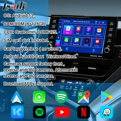 Lsailt 8G Wireless CarPlay Android Infotainment Module voor Toyota Camry TOUCH3 2018-2021 Sienna Ondersteuning YouTube, NetFlix, 360 camera's