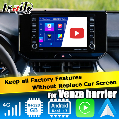 Toyota Harrier Venza Android 13 multimedia video-interface 2019-present draadloos carplay android auto