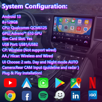 Lsailt Android Carplay Multimedia Video Interface voor 2024-Huidige Lexus GX GX550