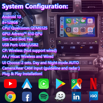 Lsailt Android Multimedia Video Interface voor 2013-2021 Lexus GX 460