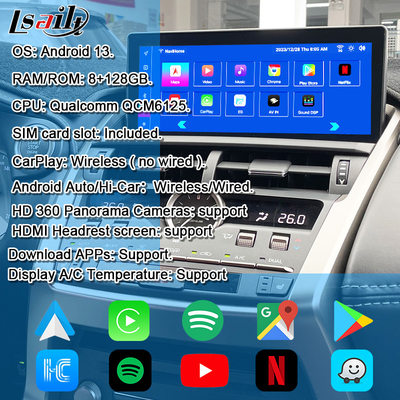 Lexus Android Scherm met Draadloze CarPlay & Android Auto 10,25 inch Touchscreen | SIM-kaart & 360 Camera's IPS-scherm
