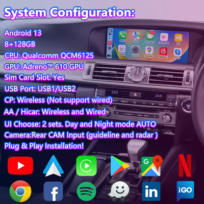 Lsailt 8+128GB Android Multimedia Video Interface voor 2012-2017 Lexus LS460 LS 600h 460L