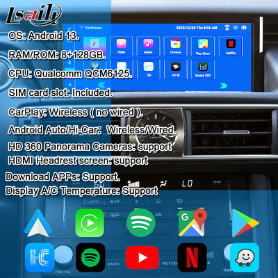 Lexus Android Scherm Android 13 Multimedia Display 8 Core Qulcomm voor LEXUS IS200T IS300H IS350 Ondersteuning Joystick Control, YouTube, Google Play, CarPlay