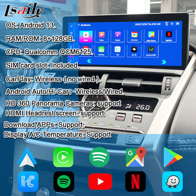 Lexus Android Scherm 8-Core Qualcomm Multimedia Display voor LEXUS NX200T NX300H 2014-2021 Ondersteuning Joystick Draaiknop Bediening, YouTube, Google Play, CarPlay