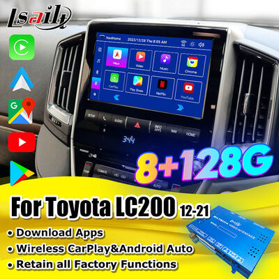 Android 13 Multimedia Video-interface voor Land Cruiser LC200 VXR VX GXL Sahara V8 2013-2021 OEM Scherm Upgrade met Draadloze CarPlay, YouTube