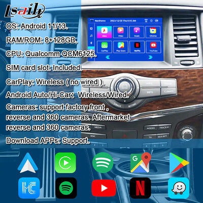 Nissan Multimedia Interface voor Patrol Y62, Nismo, QX80 QX56 2013-2021 OEM Scherm Upgrade met Draadloze CarPlay, Android Auto, YouTube