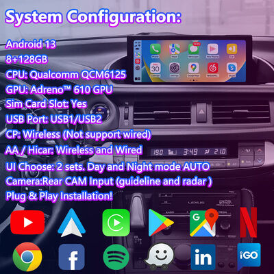 Lsailt Android Navigation Video Interface voor Lexus CT 200h FSport 2017-2022