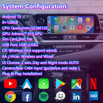 Lsalit Android Carplay Navigation Video Interface voor 2018-Present Lexus ES 300h ES250 ES350 ES300h