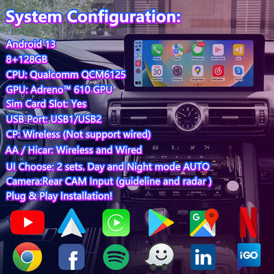 IS de Videointerface van Lsailtandroid Carplay voor Lexus IS300 IS350 IS300h IS500 2020-2023