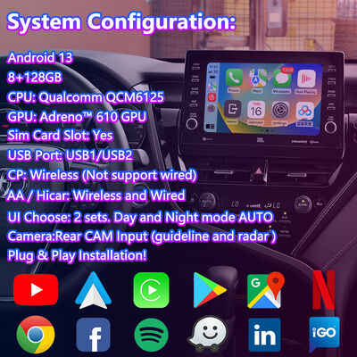 Lsailt Android Carplay Navigatie Video-interface voor 2021-2024 Toyota Camry Hybrid XSE XLE SL SE XV70