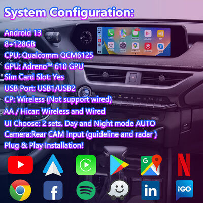 Lsailt Android Carplay Multimediascherm voor 2018-2021 Lexus UX 300e UX200 UX250h UX300e