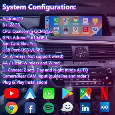 Lsailt Android Carplay Multimedia Interface Screen voor 2016-2019 Lexus RX Knob RX350 RX450h RX200t RX300