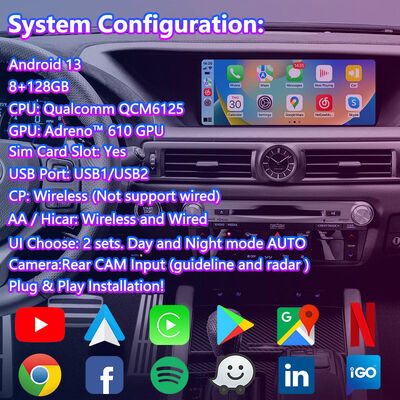 Lsailt Android Carplay Multimedia Scherm voor 2012-2020 Lexus GS 200t GS300h GS250 GS350 GS450h GSF GS200t