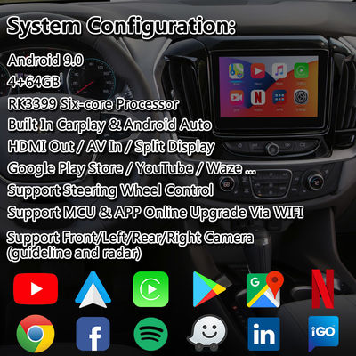 Chevrolet Traverse Android CarPlay Multimedia Interface met GPS Navigatie